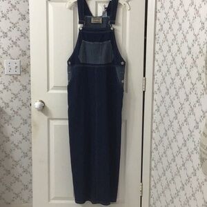 Studio Ease Vintage 90’s Denim Maxi Pinafore/Overalls Cotton Sz 8 Dress NWOT.